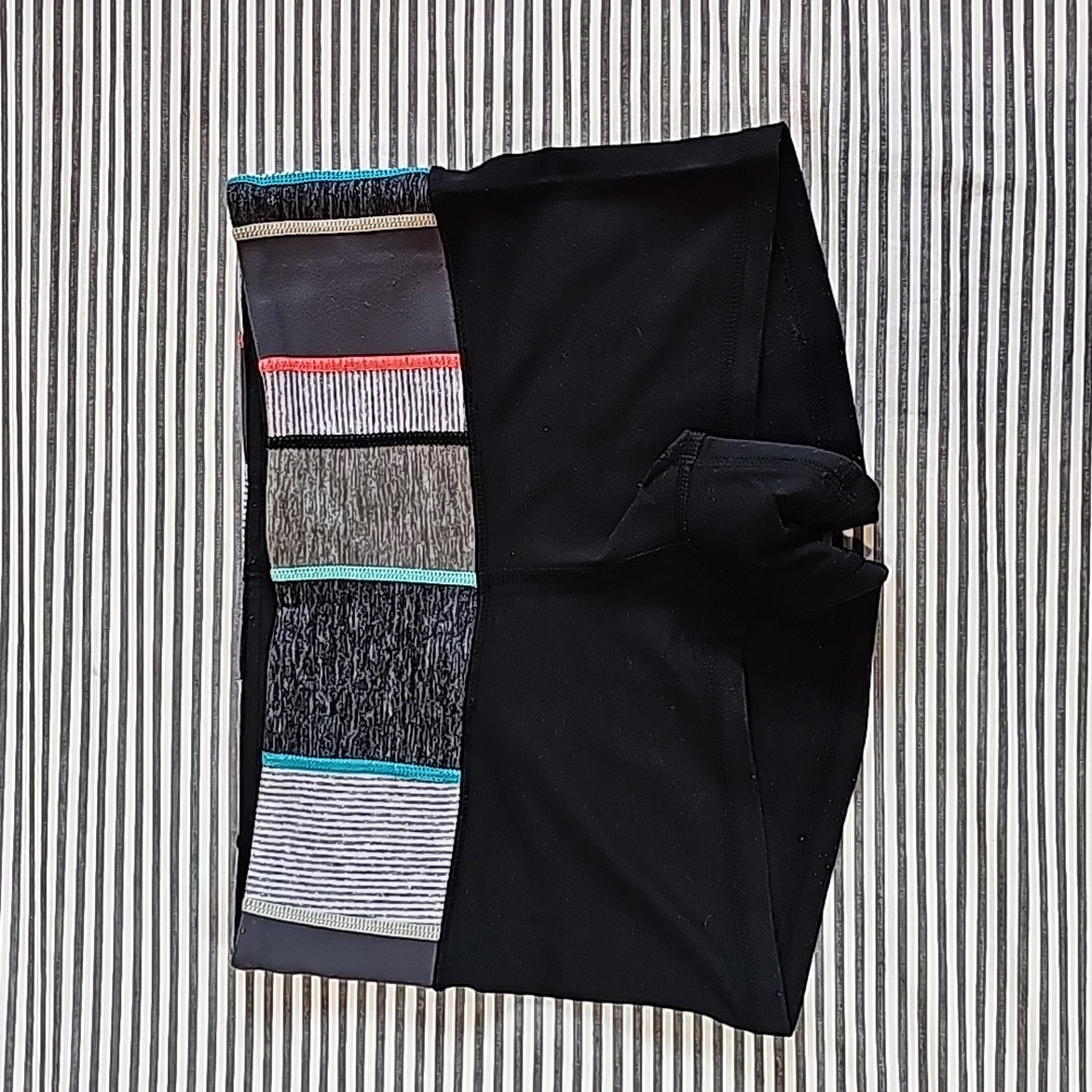 Women's Lululemon Shorts, Black with Colorful Band, Size 4/XS